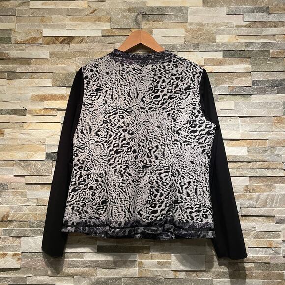 Chico’s M Animal Paisley Jacket | Leopard Stretch Knit Career Fall Capsule NWOT - Picture 2 of 7